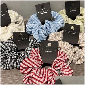 Haarelastiekjes Koreaanse Retro Romantisch Geruite Elastische Chouchou Eenvoudige Mode Touw Accessoires Voor Drop Delivery Sieraden Ha Dhgarden Dhkah