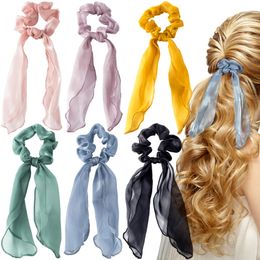 Haarrubberbanden L Zijde boog scrunchies voor elastische stropdas oor vrouwen meisjes vintage niet -slip satijn touwen sjaalhoofdbanden ponyta mjfashion amnfv