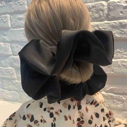 Haar rubberen bands Nieuwe mode -vlek Silk oversize scrunchies voor vrouwen meisjes massief kleur haar touw elastische haarband haarband haar accessoires y240417