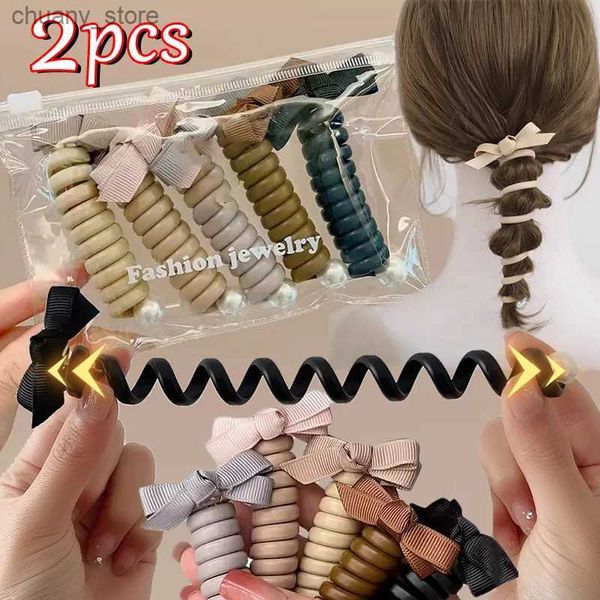 Bands de caoutchouc à cheveux Nouveau type d'arc à haute élasticité Bandle de caoutchouc Simple Téléphone Ligne Tie à cheveux Spirale Clope Pony Pony Traid Cavai Hair Accessoires Y240417