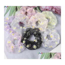 Bands de caoutchouc de cheveux nouvelles femmes élastiques kawaii maille gum gomme filles imprimement en dentelle florale Scrunchie pour ponytail accessoires transparents