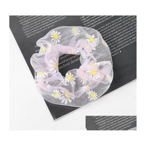 Haar rubberen bands nieuwe vrouwen elastische kawaii mesh tie gum girls print bloemen kanten scrunchie paardenstaart transparante tle accessoires epacke dhz2o