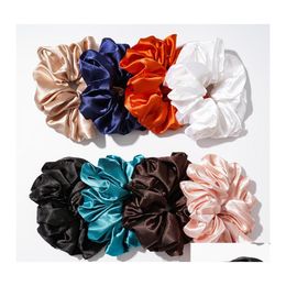 Bandas de goma para el cabello de gran tamaño Color brillante Scrunchies Mujeres Seda Scrunchie Elástico Chicas Headwear Donut Grip Loop Ponytail Holder 468 Otkst