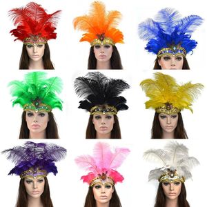 Cheveux Élastiques Paon Enfants Adultes Bande Halloween Carnaval Plume Coiffe Accessoires 230512