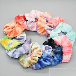 Bandas de goma para el cabello Banda elástica estampada Scrunchie para niña Diademas para el cabello Titular de cola de caballo Diadema Accesorios para el cabello 11 colores Dro DH02G