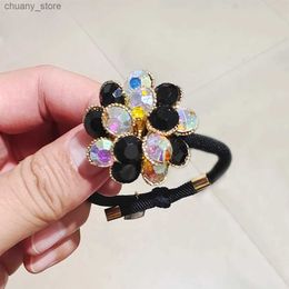 Haar rubberen bands super flitsende Koreaanse stijl strass haarring vrouwelijke stropdas haaraccessoires hoofd touw paardenstaart sieraden elastische band voor haar Y240417