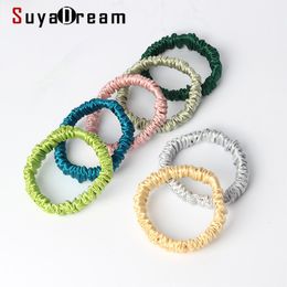 Haarrubberbanden Suyadream 3PCSlot Woman Silk Elastic Loops 19 mm 100%moerbei 1 cm breedte y banden gezonde soepeler stropdas 230202