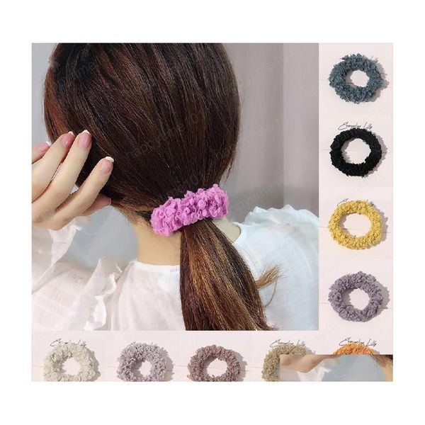 Bandas de goma para el cabello Mujeres Niñas Fluffy Lana de cordero Bandas elásticas para el cabello Scrunchies de felpa Otoño Invierno Corbatas Banda de goma Accesorio de Navidad Dhm4T