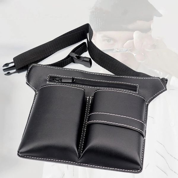 Peluquería Funda de tijera para el cabello Cuero de PU Negro con cinturón Bolsa de herramientas para estilista profesional para peine Estilista Salón Peluquería 231025