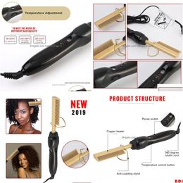 Fers de salon de coiffure Peigne électrique Lisseur Baguette Curling Lissage Titane Alliage Curler Soins Drop Livraison Produits Outils de coiffage Dhhci