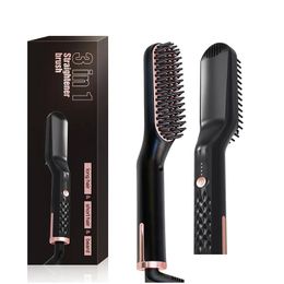 Salon de coiffure Fers Professionnel Facial Hommes Mtifonctionnel Styler Peigne Électrique Coiffage Rapide Brosse À Lisser Drop Livraison Produits C Otkpc