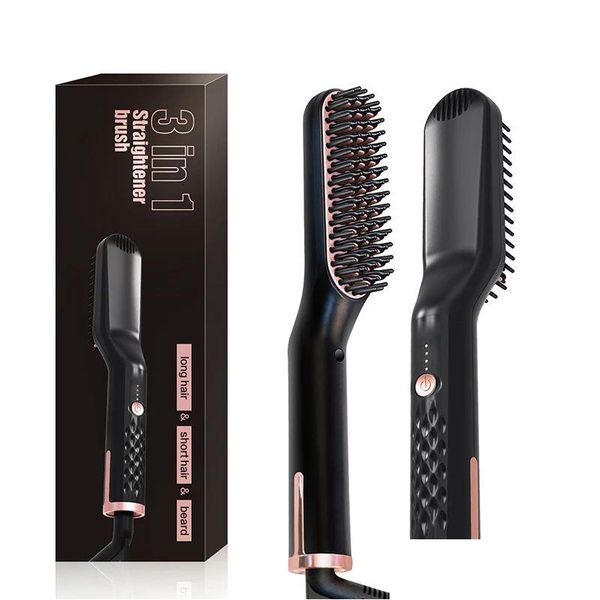 Peluquería Planchas Profesional Hombres Faciales Mtifuncional Styler Peine Eléctrico Peinado Rápido Cepillo Alisador Productos de Entrega de Gotas C OTF1M