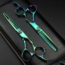 Outils de salon de coiffure Landeur 6 pouces Japon 440C Ciseaux de coiffure professionnelle Green Hairsylist Barber Drop Livrot Products Care Sty Dhrcn