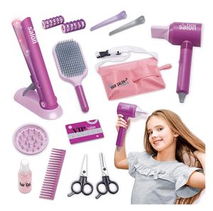 Jouets de Salon de coiffure pour filles, ensemble de coiffure avec sèche-cheveux, maquillage pour enfants, cadeau 240301