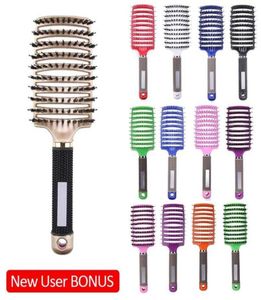 Haar Hoofdhuid Massage Kam Haarborstel Varkenshaar Nylon Vrouwen Nat Krullend De Haar Borstel voor Salon Kappers Styling Tools282C9684717