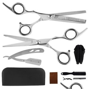 Ciseaux de coiffure 11 pièces Kit de ciseaux de coiffure professionnels ensemble de coupe de cheveux tondeuse rasoir peigne chiffon de nettoyage barbier coiffeur Salo Dhitf