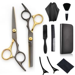 Hair Scissors 281011 pièces ciseaux de coiffure outils ensemble 6 pouces ciseaux de coiffure professionnels coupe amincissement cisaillement accessoires de barbier 230403
