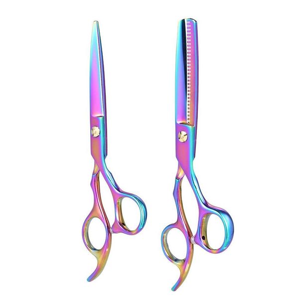 Ciseaux de cheveux 2 pièces ensemble de coupe ciseaux amincissants Kit de cisaillement pour Salon de coiffure outil de coupe de cheveux Toadt enfants livraison directe Produ Dhoq6