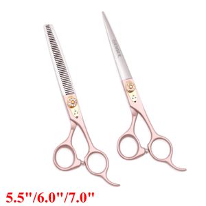 Haarschaar 5,5 6 7 Japan Steel Professional Hairdressing Scissors Haarverdunning Baper Scissors Set Hair Cutting Shears 440C Scissors 9105# 230114