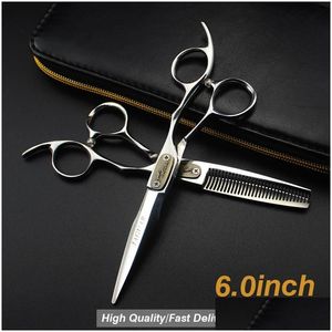 Ciseaux De Cheveux 6.0Orsale Sier Ciseaux De Coiffure Japonais Coiffeur Rasoir Coupe De Cheveux Numéro De Modèle Taille Drop Delivery Products Care St Dhnqg