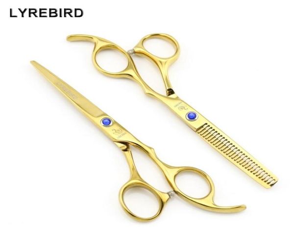 Tijeras para el cabello Tijeras de peluquería de 6 PULGADAS Tijeras para cortar el cabello doradas Tijeras para adelgazar Piedra azul Lyrebird NEW5452144