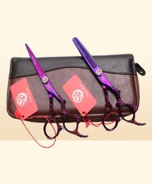 Haarschaar 60 Quot 175cm 440C Purple Dragon Hairstyle Hairdressing Dunning Cutting Shears Professional Z90052827238