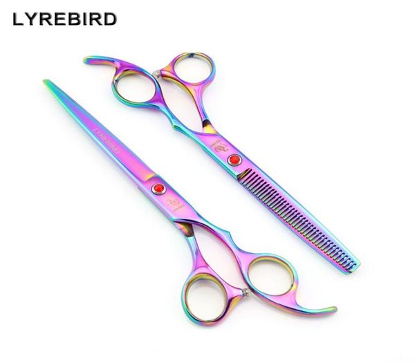 Ciseaux de cheveux 7 pouces Ciseaux de coupe 65 pouces Shears Cisqueurs Lyrebird Rainbow Dog Toomage Ciseaux New5893748