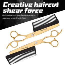 Ciseaux de cheveux Barbertop Professional JP440C ACTEUR 6.5 pouces Gold 2 en 1 Clippers avec peigne Hair Clipper Salon Tool Q240521