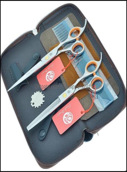 Ciseaux à cheveux soins outils de coiffure produits 70quot coiffeurs ensemble tranchant japon 440C ciseaux de coupe de coiffure 65quot Thin6901737