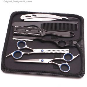 Ciseaux de cheveux Coiffes Hair 6 japonais en acier inoxydable Clipper Set Set Hairstyle Set Salon Style Tyle Cut Straight Cut Q240426