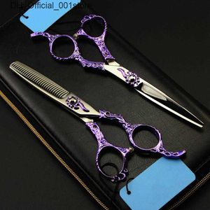 Haarschaar haarschaar aangepast professioneel Japan 440C retro violet 6 inch snijkap geknipt salon dunner wordende schaar kappers Q240425