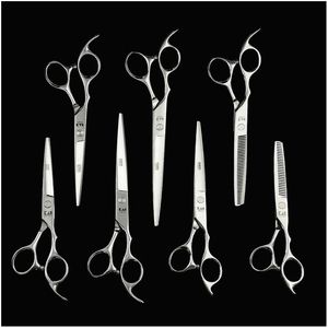 Haar Schaar Kappers Schaar 6/6.5/7/7.5/8 Snijden Dunner Schaar Professionele Haar Styling Tools voor Salon Of Honden Drop Deliv Dh6V7