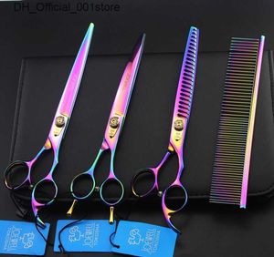 Tijeras de cabello Joewell 8.0 pulgadas Rainbow Rainbow Cutting/adelgazamiento de tijeras Kit con estuche de cuero Pet Pet Beauty Shear Juego de cizallamiento Q240425