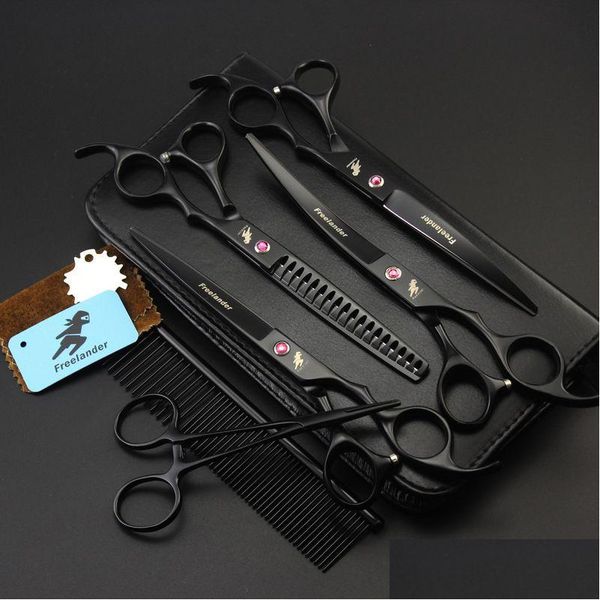 Ciseaux à cheveux Lander 7,0 pouces Vernis de cuisson noir Dureté 62HRC 6Cr Acier inoxydable 4 Kit Addcombaddhemostatic Forceps Drop Delivery Dhxqp