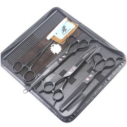 Ciseaux à cheveux Lander gauche 7,0 pouces Kit de coupe / amincissement de laque noire avec étui en cuir Addcombadd Drop Delivery Products Care St Dh1Bl