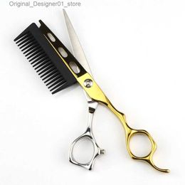 Haarschaar nieuwe professionele JP440C staal 6-inch gouden 2-in-1 haarclip met kamkap haardresser kapper Q240426