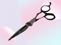Ciseaux à cheveux professionnels 6 pouces haut de gamme noir damas coupe outils de barbier coupe de cheveux ciseaux amincissants Hairdresser5151223