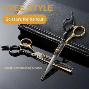 Ciseaux de cheveux Hair professionnels coupe Black Gold Modèle Coiffe Clipper Coup Plat Coup Fin Coup HEURS HEURS HEIRS TOODS Q240521