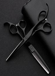 Ciseaux à cheveux professionnels japonais 440 en acier, ensemble noir de 6 pouces, pour Salon de coiffure, coupe de cheveux, ciseaux amincissants, coiffure 4725641
