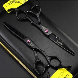 Haarschaar professioneel Japan 440C 5.5 6 Red Gem Zwart geknipt haarschaar snijden Kapper Haircut Dunning Shears Hairdressing Scissors Q240425