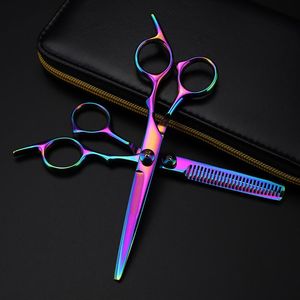 Tijeras para el cabello Profesional Japón Acero 6 '' Colores Juego de corte Corte de pelo Adelgazamiento Peluquería Tijeras de corte de pelo Peluquería