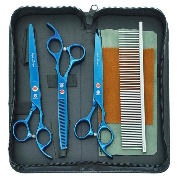 Tijeras para el cabello Dragón Púrpura de 7 pulgadas Mascadas Profesionales Kit de aseo rectivo Corte de adelgazamiento para perros para perros B0023B3291040