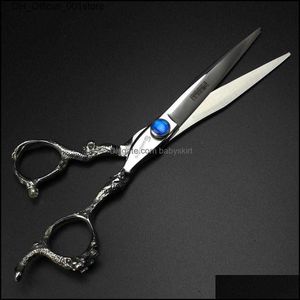 Ciseaux de cheveux Silver Shears Care Styling Tools Products 7 pouces Coupe professionnelle pour coiffeur Japonais Steel Sapphire Haircut Barbersh Q240425