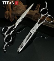 Ciseaux à cheveux TITAN hairdresser039s, outil de barbier, ciseaux à barbe pour amincissement des cheveux, 2813997