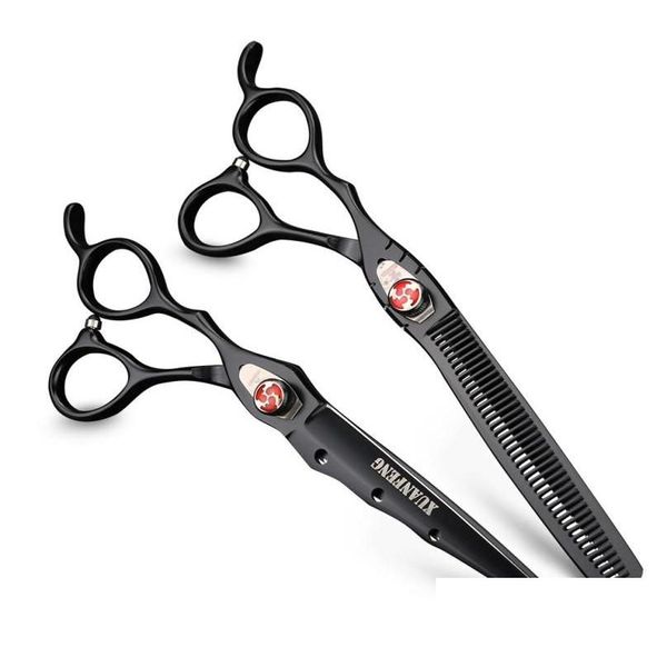 Tijeras para el cabello Xuanfeng 7 pulgadas Mano izquierda Tijeras de peluquería profesionales Japón 440C Corte de corte Juego de cizallas Peluquería Herramientas de salón 652 Dh6Pz