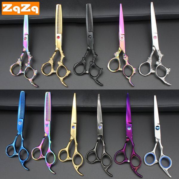 Tijeras para el cabello ZqZq 2 piezas Tijeras de peluquería de acero inoxidable de 6 pulgadas Corte profesional Cizalla de afeitar para hombres Mujeres Niños Salón 230508