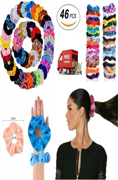 Hair Scrunchies Velvet Elastics Ties Hair Bands Scrunchy Ties Ropes Cadeaux 46 PCS1196265