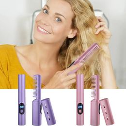 Haar rechters borstel anti-frizz 2-in-1 kam mini ionisch lichtgewicht 240424