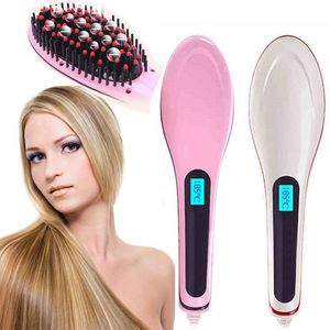 Lisseur cheveux LCD électrique lisseur cheveux peigne fer chaud brosse Auto rapide cheveux masseur outil cheveux lisseur