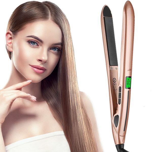 Lisser les cheveux 2 en 1 lisser les lisseurs et le curler en céramique plats de fer plat Claipper LCD Cloraison couverte de fer bouclé Corrugs Hair Waver 230605